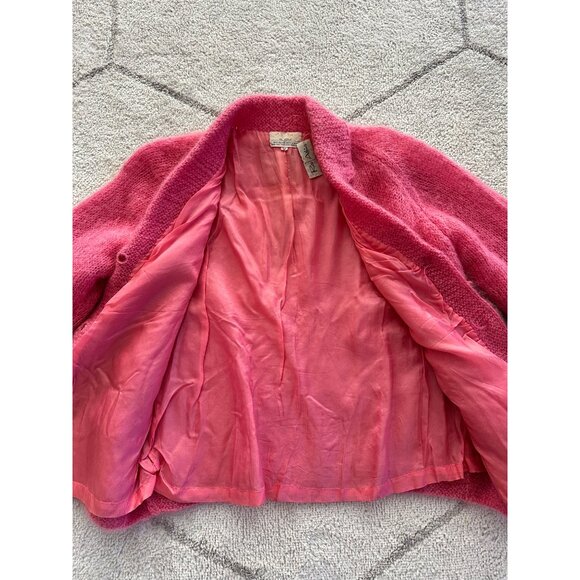 Vintage 60s Pretty in Pink Mohair & Wool Hand Knitted Cardigan Sweater Jackie-O - Picture 7 of 8